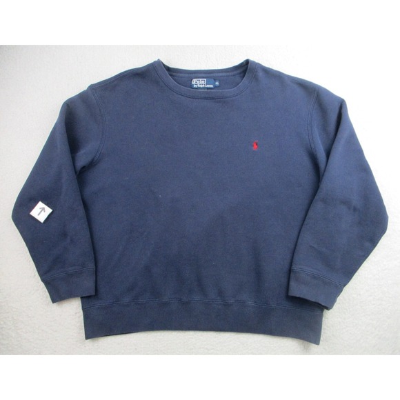 VTG Polo Ralph Lauren‎ Sweater Mens XL Navy Estate Rib Pullover Pony Logo *READ* - Picture 1 of 9
